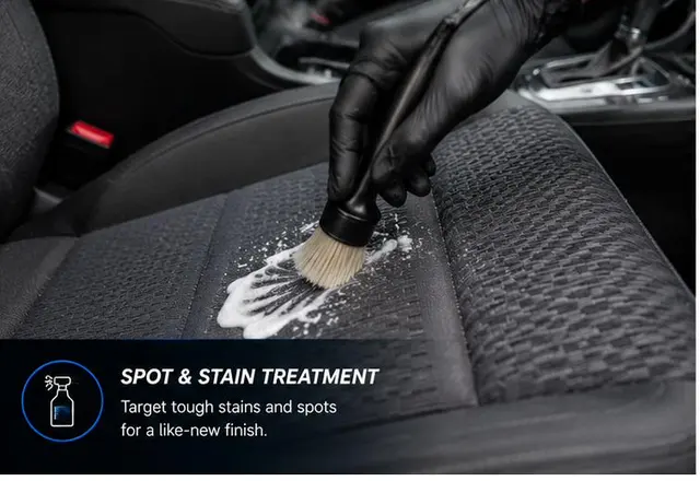 Wiping down interior surfaces with a microfibre towel